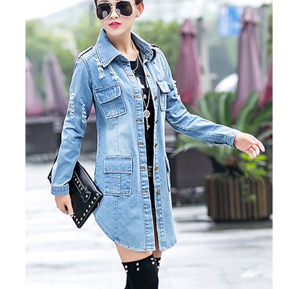 Slim Long Sleeve Denim Outercoat Jacket - Picture 3 of 7